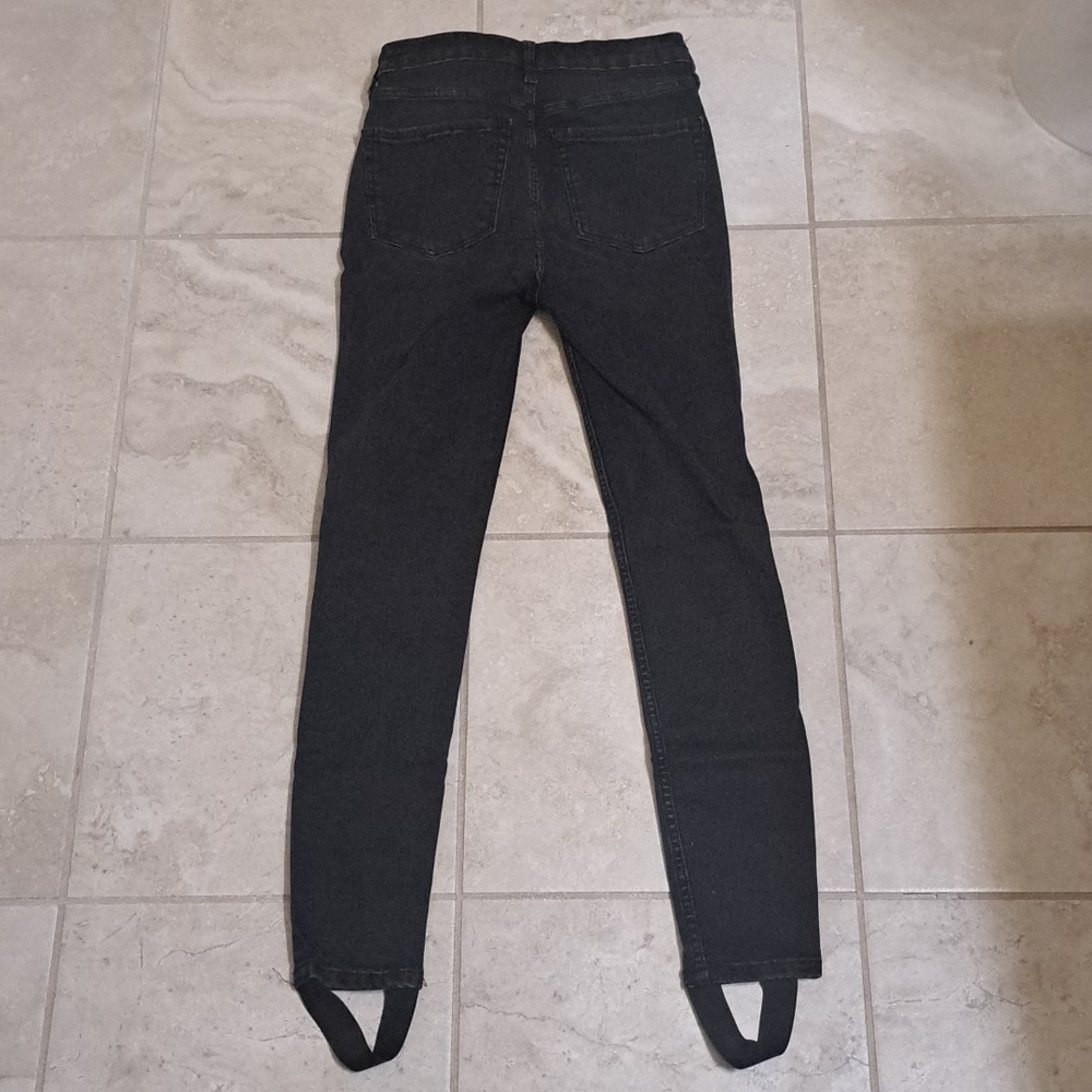 FREE PEOPLE sz 27 black jeans with boot straps, $148.00 - Picture 2 of 7